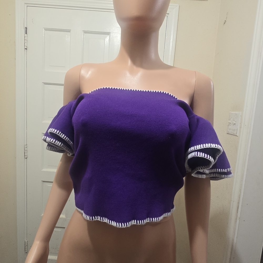 Elegant Purple Off-Shoulder Crop Top